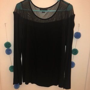 Sheer top long sleeve black top